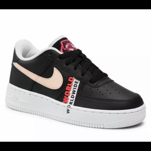 Nike Air Force 1 LV8 1 GS Worldwide Black CN8536 001 Sneakers Size 4Y Womens 5.5 - Picture 6 of 7